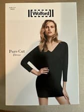Image of Wolford Pure Cut Dress New Black v-neck msrp $400 reversible/multifunction Small