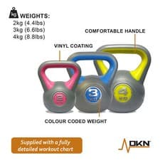 Image of DKN 2, 3 and 4kg Vinyl Kettlebell Weight Set