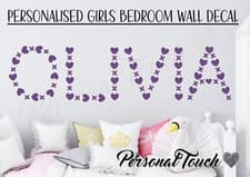 Image of Personalised Name Wall Decal Girls Boys Kids Vinyl Sticker Art Nursery Bedroom