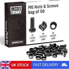 Image of 50 Set M6 Rack Mount Cage Nuts Screws Washers Kit for Data Cabinets & Networking