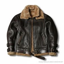 Image of Aviator Men Flight Brown B-3 Bomber Jacket Real Sheepskin Leather Winter Jacket