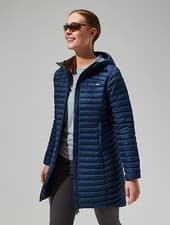 Image of Berghaus Womens Synthetic Insulated Long Jacket Coat Blue Dusk M 12 RRP £170 NWT