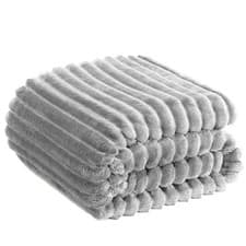 Image of Fluffy Fleece Blanket for Bed - Soft Cosy Warm Blankets Large Ribbed Sofa Throw