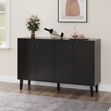 Image of 4 Door Sideboard Storage Cupboard Buffet Cabinet with Shelf Living Room TV Stand