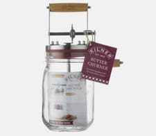 Image of Kilner Butter Churner Clear Glass Home Made Butter Maker With Wooden Handle