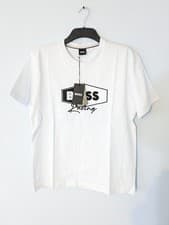 Image of New Cotton White Men's T-Shirt with Boss Print Size 3XL