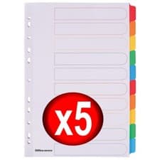 Image of A4 10 Part Dividers White Multi Colour Tabs Blank Strong 5915817 Pack of 5 Sets