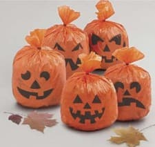 Image of Pumpkin Leaf Bags HANGING DECORATIONS pack of 20 - Halloween Party Supplies