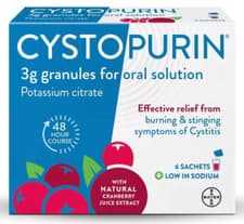 Image of Cystopurin Cystitis Relief 6 Sachets - Low Sodium - Cranberry Flavour