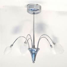 Image of Litecraft Ceiling Light Semi Flush 5 Arm With Floral Shades - Chrome Clearance