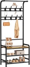 Image of HOMIDEC Coat Stand, 182Cm Coat Rack with Shoe Bench Removable Hooks Hanging Rail