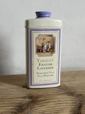 Image of YARDLEY vintage ENGLISH LAVENDER TALCUM POWDER 100g metal tin NEW (old formula)
