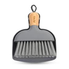 Image of Mini Dustpan and Brush Set Bamboo Handle Brush and Dustpan Combo Compact