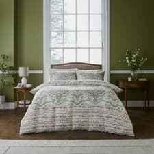 Image of Dorma Botanical Duvet Cover Super King 300 Thread Count Cotton Piped Edge Zipper