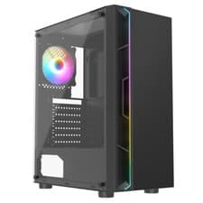 Image of CIT Galaxy Gaming PC Case Mid Tower ATX LED Strip ARGB Fan Tempered Glass Panel