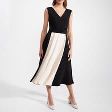 Image of HOBBS LONDONBlack/ Cream Rosa Fit and Flare Dress