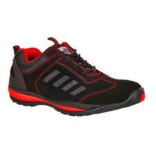 Image of Portwest Steelite Lusum S1P HRO Safety Trainers Black / Red Size 5