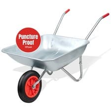Image of Heavy Duty 65L Galvanised Metal Wheelbarrow Home Garden Cart with PU Wheel