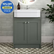 Image of 600mm Traditional Bathroom Vanity Unit 1 Tap Hole Basin Sink Freestanding Green