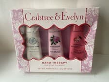 Image of Crabtree & Evelyn Hand Therapy trio hand cream Floral Rose Magnolia Pear BNIB