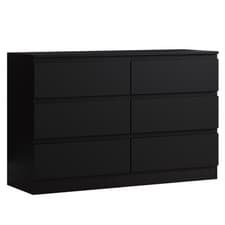 Image of 6 Drawer Chest of Drawers Matt Black Bedroom Furniture Scandinavian Handleless