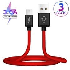 Image of 3 X Micro USB Cable Quick Fast Nylon Braided Phone Charger Data Charging Lead