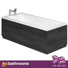 Image of Eairy Bathroom Textured Black Wood Effect Finish Front Bath Panel 1800mm