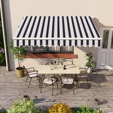 Image of Manual Awning Canopy Outdoor Garden Patio Sun Shade Retractable Shelter 9 Colour