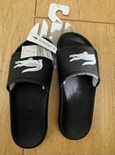 Image of Lacoste Unisex Croco Slide Sandal Black Unisex Size UK 4