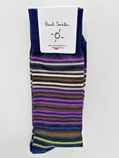 Image of Paul Smith 'Gavin Stripe' Mens Navy Multi Stripe Socks *Organic Cotton*