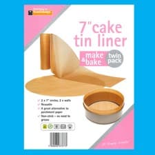 Image of 2x 7" Inch Beige Reusable Non-Stick Cake Tin Liner Make & Bake