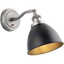 Image of Indoor Aged Pewter Adjustable Wall Light Matt Black Shade Dimmable 7W LED E14