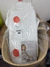Image of Green sheep natural moses basket- White