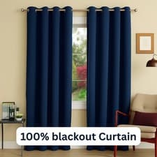Image of New Thick 100% Blackout Ready Made Eyelet Ring Top Curtain Pair Energy Saving