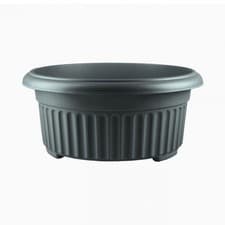 Image of Stewart Garden Premium Plastic Corinthian Low Round Planter, Black - 45cm