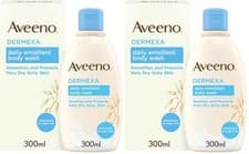 Image of Aveeno Dermexa Daily Emollient Body Wash, Gently 300 ml (Pack of 2), WHITE