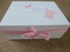 Image of Personalised Memory Box New Baby Keepsake Box pink blue boy girl Baby Shower **