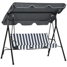 Image of Outsunny Outdoor Metal Hammock Swing Chair 3-Seater Patio Bench Garden Grey