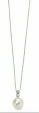 Image of Freshwater Pearl & Diamond Pendant White Gold Hallmarked British Made