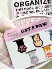 Image of 5pcs Cute Cat Paw Magnetic Bookmarks Book Decor School Supplies 🇬🇧