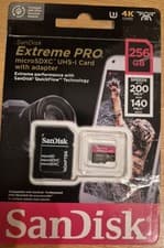 Image of SanDisk Extreme Pro 256GB SDXC UHS-I Memory Card, U3, V30, A2