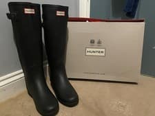 Image of Hunter Womens Boots Original Tall Adjustable Gloss Pull-On Wellie Rubber size4