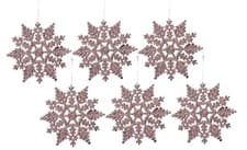 Image of Christmas Tree Decorations 6 Pack Glitter Snowflakes Hanging Bauble Decoration