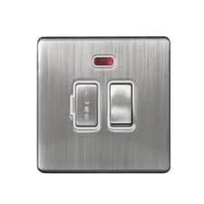 Image of Switched Fused Connection Unit 13A Neon Screwless Brushed Stainless Steel