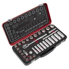 Image of Sealey AK7922 Socket Set 3/8"Sq Drive 32pc - Premier Platinum