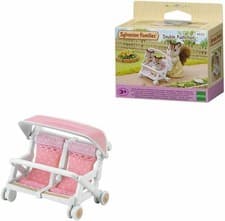 Image of Sylvanian Families Double Pushchair - dollhouse furniture 4533, Pink