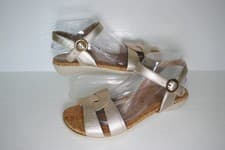 Image of NEW HOTTER "ISLAND" GOLD METALLIC LEATHER CORK FOOTBED COMFORT SANDALS UK 6 STD