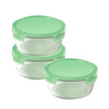 Image of LocknLock Ovenglass Round Containers Set of 3 Leakproof Storage Dishes - 950ml