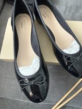 Image of Clarks couture bloom Black Patent Ballerinas UK 5.5