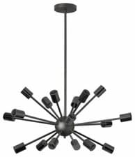 Image of Matte Black Brass Sputnik chandelier 18 Arm mid century design ceiling light